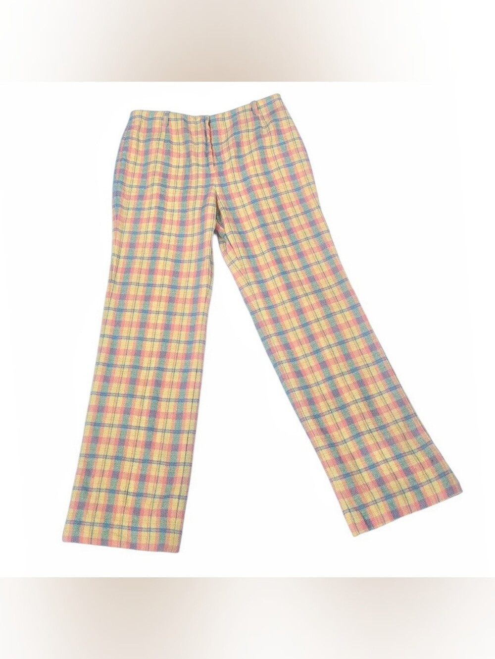 1960s Vintage Pants 60s Mod The Villager Pastel Plaid Trousers Small Medium S/M